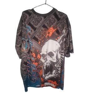 Shattered Shirts Skull Graphic Tee XL Y2K Streetwear Biker Goth